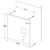 Technické rozměrové schéma koupelnového zrcadla BESTECO Magnify 600x650 mm s vyznačeným umístěním lupy.mls6506ma time