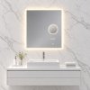 Obdélníkové LED zrcadlo BESTECO Magnify 60x65 cm s integrovaným 5× zvětšovacím zrcátkem Kód:mls6506ma-time