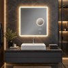 Obdélníkové LED zrcadlo BESTECO Magnify 60x65 cm s integrovaným 5× zvětšovacím zrcátkem Kód:mls6506ma-time