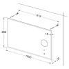 Technický výkres s kótami a rozměry LED zrcadla BESTECO 1000x650x30 mm