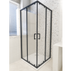 Besteco Čtvercový sprchový kout Hammer Black 80x80 cm černá matná hliníkový korpus čiré 6mm sklo posuvné dveře kód HAMMER80QBLK