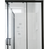[Kód: ISA-2026/90] Čtvercový sprchový kout BESTECO Hammer Black 90x90 cm detail černého matného profilu a bezpečnostního skla.