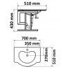 Skleněné závěsné Umyvadlo PURE, 70x50 cm, z Tvrzeného Skla 19 mm, Kovová Konzole s Integrovanou Policí, P-BS-A0062379 1 koupelnova sklenena umyvadlova sestava pure