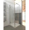 [Kód: QS308/90L] Čtvercový sprchový kout BESTECO Viva 90x90 cm levé provedení detail lesklého chromového profilu a 8mm bezpečnostního skla.