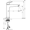 Rozměry a technický nákres umyvadlové baterie Hansgrohe Logis 71091670