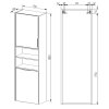 Rozměrový nákres vysoké koupelnové skříňky Loft 55x180 cm