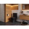 [Kód: TR1197-U18] Luxusní černé WC kombi Besteco Siam detail matné povrchové úpravy, keramické nádržky a pomalu padajícího sedátka.