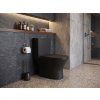 [Kód: TR1197-U18] Luxusní černé WC kombi Besteco Siam detail matné povrchové úpravy, keramické nádržky a pomalu padajícího sedátka.