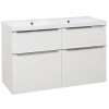 Koupelnová skříňka EBS Nevio 121x48 cm s umyvadlem v bílém lesku závěsná, kód NEVIO121