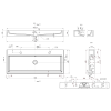 Kótovaný technický výkres s rozměry a umístěním otvorů pro dvojumyvadlo Orinoko 100x42 cm