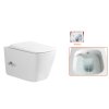 Závěsné WC 2v1 BESTECO URBAN s bidetovou sprškou a integrovanou baterií Rimless bílá sanitární keramika včetně Soft-Close sedátka hloubka 51 cm, kód TR2237