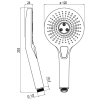 Technický nákres ruční sprchy o průměru 120 mm a délce 253 mm s rozměry připojení G 1/2"