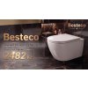 [Kód: BE2210] Závěsné WC BESTECO Hunter 36x55 cm detail oblé sanitární keramiky a Soft-Close sedátka.