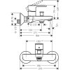 Technický výkres na montážní etážky a připojení vanové baterie Hansgrohe