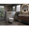 [Kód: BE2196] Závěsné WC BESTECO Arco bílé Rimless 35,5x48,5 cm detail zkrácené mísy a SLIM Soft-Close sedátka.