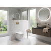 [Kód: BE2196] Závěsné WC BESTECO Arco bílé Rimless 35,5x48,5 cm detail zkrácené mísy a SLIM Soft-Close sedátka.