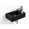 Besteco Brainy Keramické umývátko na WC 37x23 cm, s otvorem pro baterii vpravo, černé