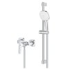 [Kód: 1018250000] Sprchový set GROHE Cubeo nástěnná baterie a ruční sprcha lesklý chrom detail ovládací páky.
