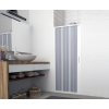 [Kód: 133001] Sprchová zástěna HOPA Flex Marte New 140-160x185 cm zavírání do středu detail transparentních PVC lamel a mechanismu.