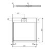 Sprchová vanička Ideal Standard Lita 90x90 cm, černá (T5227FV) nakres| Besteco.cz