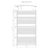 Technický výkres s rozměry koupelnového radiátoru Grande oblý 75x133 cm – čelní a horní pohled. G75133OWSP