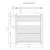 Technický výkres radiátoru Grande 600x650 mm s vyznačením výšky, šířky a rozteče připojení