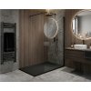 Moderní koupelna s černou sprchovou vaničkou Nilo Negro 120x80 cm a skleněnou Walk-In zástěnou