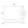Technický výkres s kótami 120x80 cm a výškou 2,5 cm pro sprchovou vaničku Nilo gris