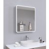 [Kód: MC-CR6070] Koupelnová zrcadlová skříňka BESTECO Queen 60x70 cm s LED osvětlením a otevřenými dvířky ukazujícími vnitřní uspořádání se zásuvkou.
