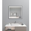 [Kód: MFA8075S-8-H] Obdélníkové LED zrcadlo BESTECO 80x75 cm s matně černým hliníkovým rámem, předním i zadním osvětlením a dotykovým panelem.