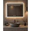 LED zrcadlo 80x75 cm černý rám, odmlžování, stmívání  Kód: MFA8075SH