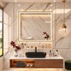 LED zrcadlo 80x75 cm černý rám, odmlžování, stmívání  Kód: MFA8075SH