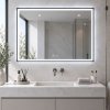 [Kód: MFA1075S-8-H] Obdélníkové LED zrcadlo BESTECO 100x75 cm s matně černým hliníkovým rámem, předním i zadním osvětlením a dotykovým panelem.