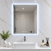[Kód: MLES80X60-H] Obdélníkové LED zrcadlo BESTECO 80x60 cm s 20mm pískovaným okrajem, předním i zadním osvětlením a dotykovým panelem.
