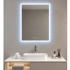 [Kód: MLES80X60-H] Obdélníkové LED zrcadlo BESTECO 80x60 cm s 20mm pískovaným okrajem, předním i zadním osvětlením a dotykovým panelem.
