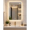 Designové zlaté kartáčované LED zrcadlo 60x80 cm nad umyvadlem se zlatou baterií, Kód:DEIRAZ6080LEDSMGK
