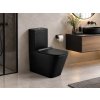 [Kód: TR2155P-U18] WC kombi mísa BESTECO Urban černá keramika detail soft-close sedátka a splachovací nádržky.