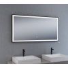 [Kód: MFA12600H] Široké LED zrcadlo s černým rámem Besteco Blackmat 120x60 cm detail matného hliníku, dotykového spínače a odmlžovače.