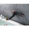 Besteco Vanová nástěnná baterie Black Brass s černým tělem, meděnou pákou a mobilním vanovým výtokem Kód: BM01-2101