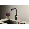 Vysoká dřezová baterie BESTECO Black Brass 37 cm, černá matná s mosaznými detaily, kód BM01-5101
