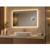Koupelnové LED zrcadlo BESTECO Bright Time s teplým žlutým podsvícením, 5x zvětšovacím zrcátkem a dotykovým ovládáním, Kód:mls6510ma-time