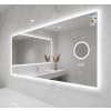 Koupelnové LED zrcadlo BESTECO Bright Time 120x65 cm se studeným bílým podsvícením, integrovanou 5x lupou a digitálními hodinami