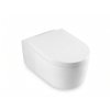 [Kód: STR2044] Závěsné WC BESTECO Flos bílé 36x55 cm sanitární keramika detail mísy a Soft-Close sedátka.