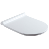 [Kód: TR2040SS] Bílé tenké WC sedátko BESTECO Flos Slim Soft-Close z duroplastu detail nerezových úchytů.