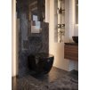 [Kód: BE2376B] Závěsné WC BESTECO Boch 37x55 cm černá sanitární keramika detail hladkého designu a Soft-Close sedátka.