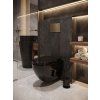 [Kód: BE2376B] Závěsné WC BESTECO Boch 37x55 cm černá sanitární keramika detail hladkého designu a Soft-Close sedátka.