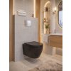 [Kód: BE2376B] Závěsné WC BESTECO Boch 37x55 cm černá sanitární keramika detail hladkého designu a Soft-Close sedátka.