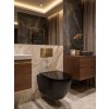 [Kód: BE2376B] Závěsné WC BESTECO Boch 37x55 cm černá sanitární keramika detail hladkého designu a Soft-Close sedátka.