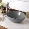 Besteco keramické umyvadlo Gray na desku průměr 39 cm, tenké hrany, šedé v koupelně