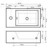 Technický výkres a rozměry malého keramického umývátka na WC BESTECO Brainy 50x25 cm